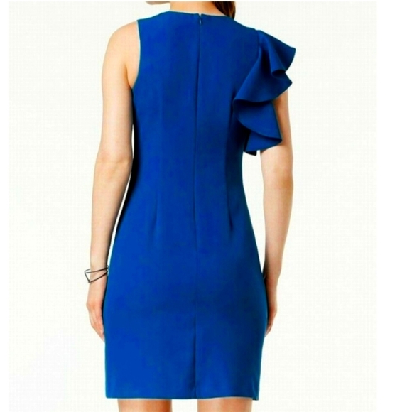 Julia Jordan Blue Cocktail Formal Sleeveless Sheath Ruffle Dress. Size 4. - Picture 2 of 7